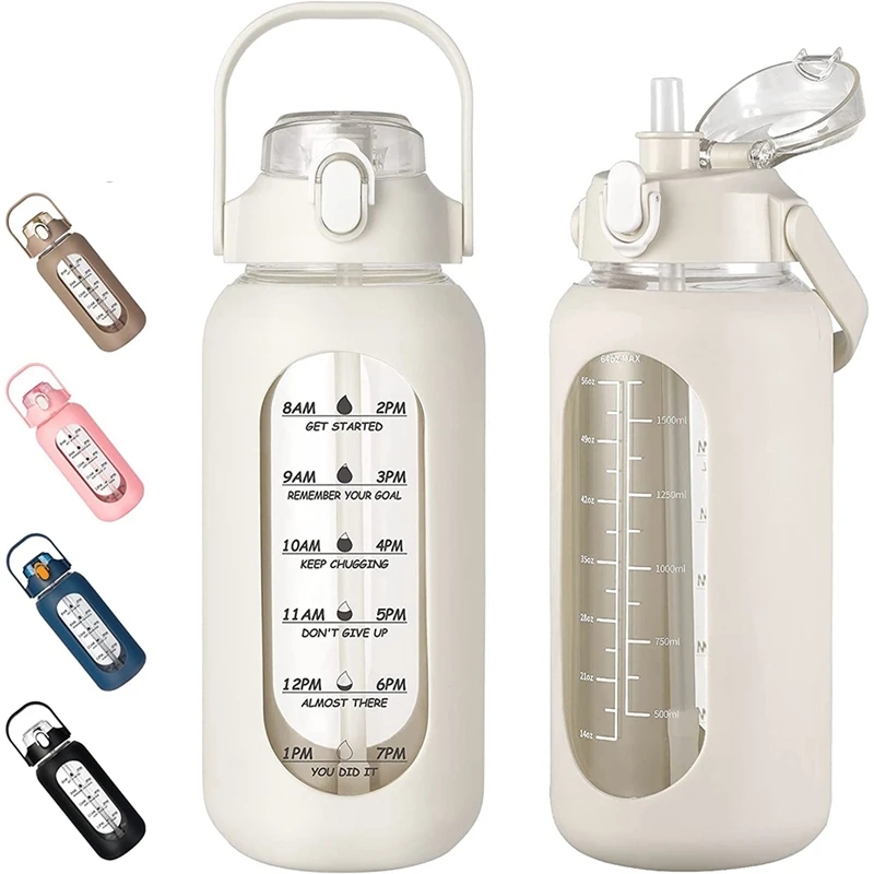 Kettler Home Gym - 1000ML Glass Water Bottles With Straw,
