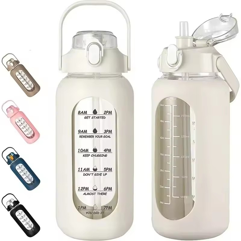 Kettler Home Gym - 1000ML Glass Water Bottles with Straw,